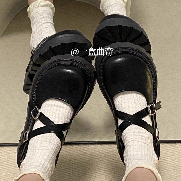 Girls' Small Leather Shoes 2025 Spring New Black Patent Leather Mary Jane Kidsren's Thick-Soled Big-Toe Shoes British Style Flats