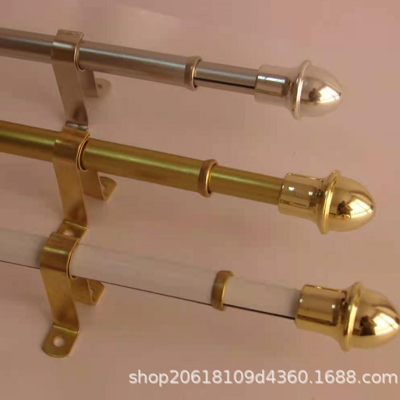 Telescopic curtain rod simple telescopic rod Roman rod track manufacturers thickened single curtain rod metal rod price excellent span