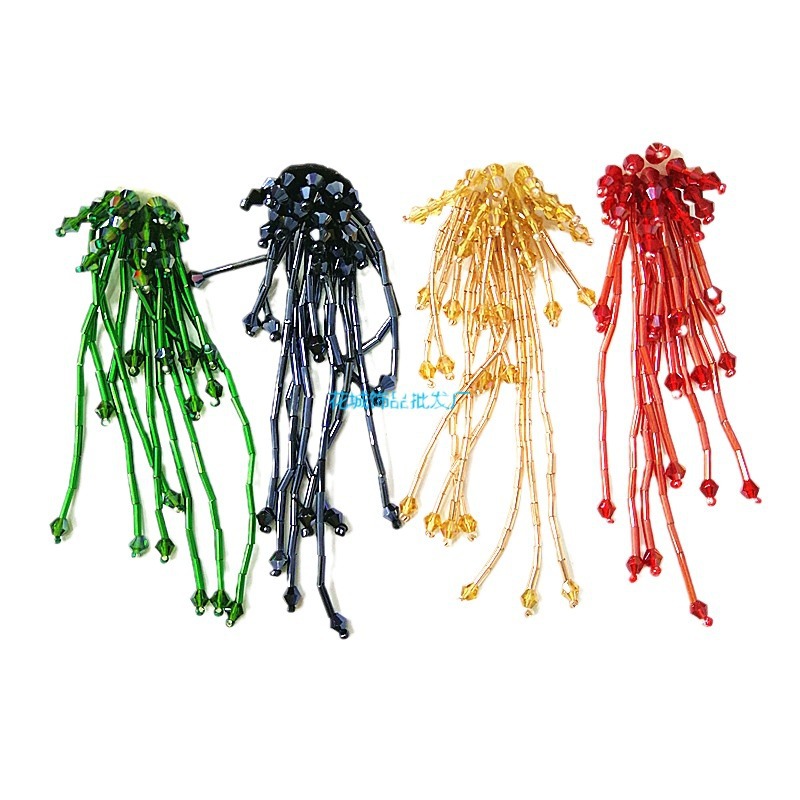 New Hand-Beaded Crystal Tassel Collar Flower Men's and Women's Brooch Tassel Hanging Beads Clothing Earrings Decoration Accessories