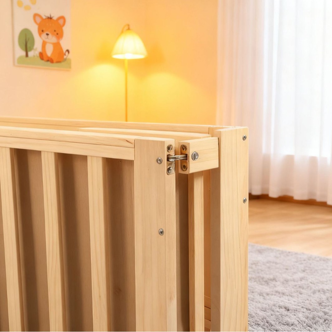 [Customizable] Size Can Be Customized, Solid Wood, No Installation Required, Easy to Store, Foldable Baby Crib