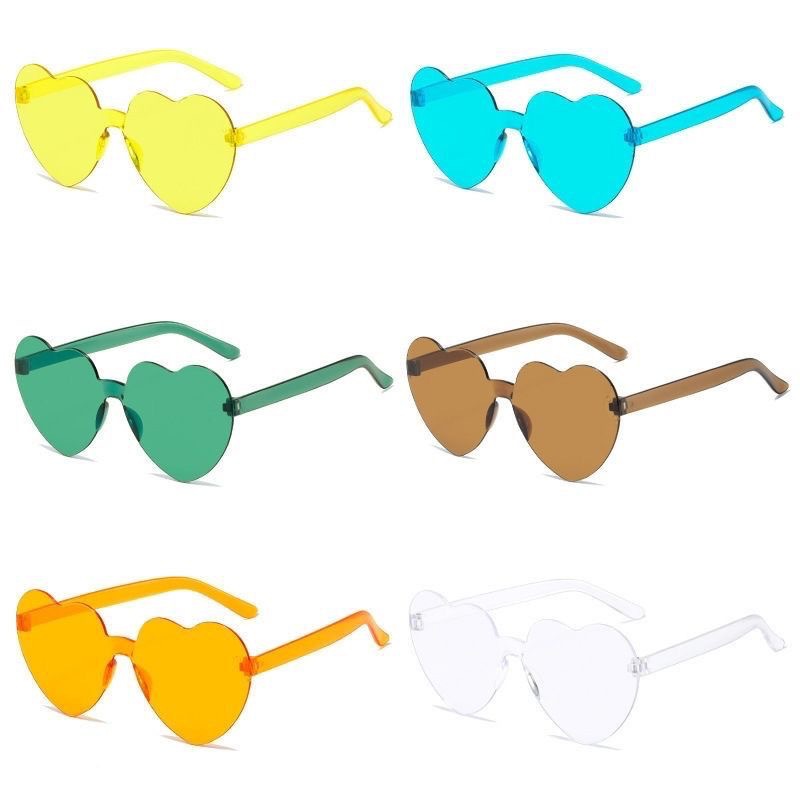 2025 Fashionable Heart-Shaped Sunglasses, One-Piece Heart Sunglasses, European and American Trendy Frameless One-Piece Sunglasses