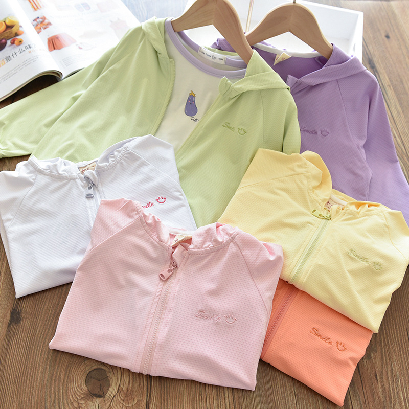 Детская одежда для защиты от солнца UPF50+, легкая одежда для мальчиков и девочек, защитная одежда от УФ, летнее пальто из ледяного шелка