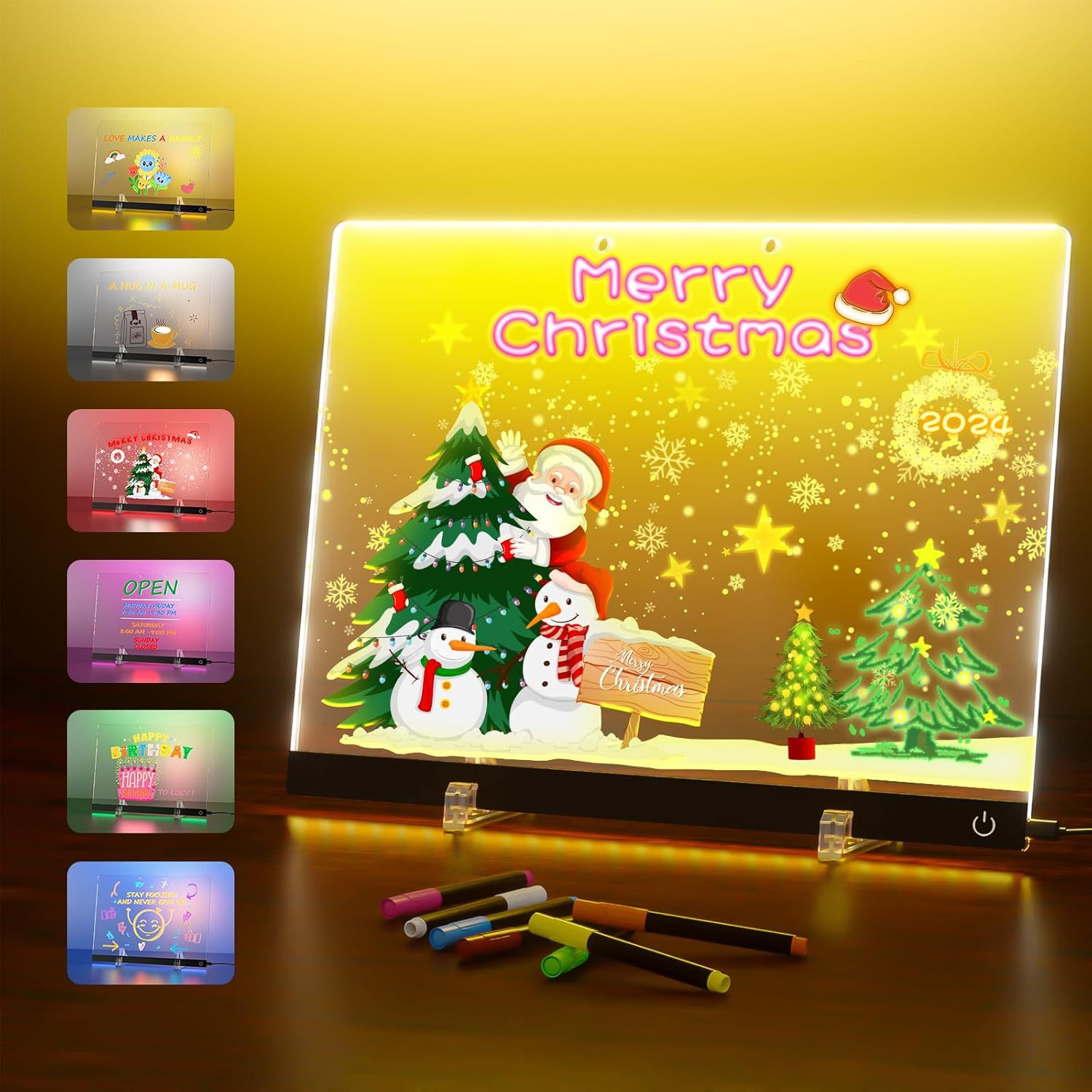 Handwriting fluorescent board LED luminous acrylic transparent writing board billboard stall shop menu display board