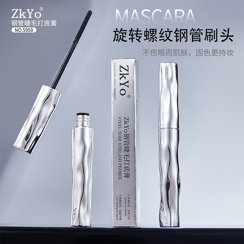 ZkYo Steel Pipe Eyelash Base Cream for Makeup Holding and Curling Waterproof Sweat-proof Slim Long and Sizzling-free Thread Mascara for Hair