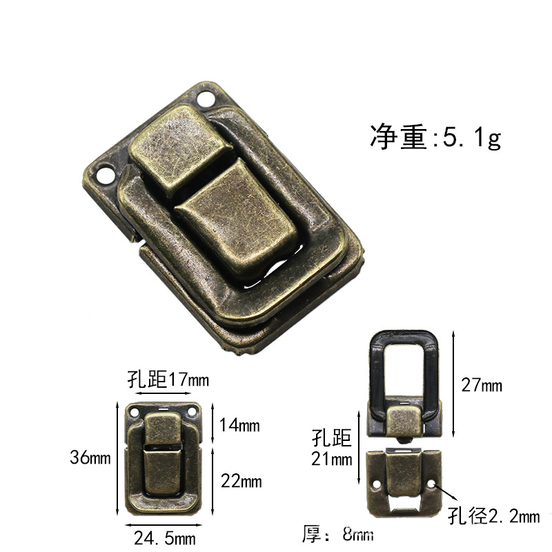 Bronze Safety Buckle, Gold Iron Square Buckle, Silver Square Buckle, Wine Box Gift Accessory Lock with Screws