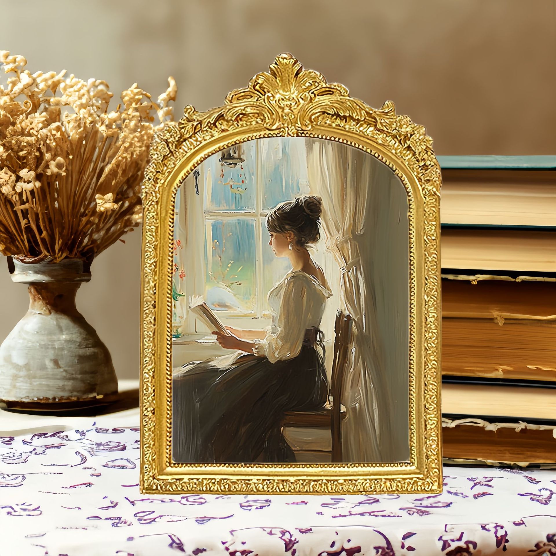 French Golden Carved Resin Photo Frame Special-Shaped Wedding Photo Frame Wall Hanging Decoration Photo Frame Table Decoration European Pattern