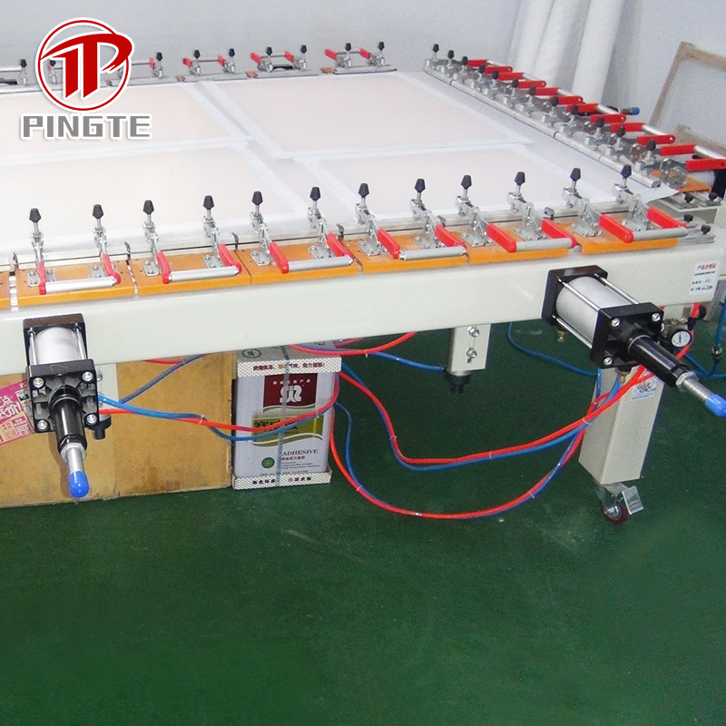 Pneumatic Screen Tensioning Machine Old Color 302Kgs Tensioning Machine Fully Automatic Hjd-F4 Qingdao Manufacturer Screen Tensioning Machine