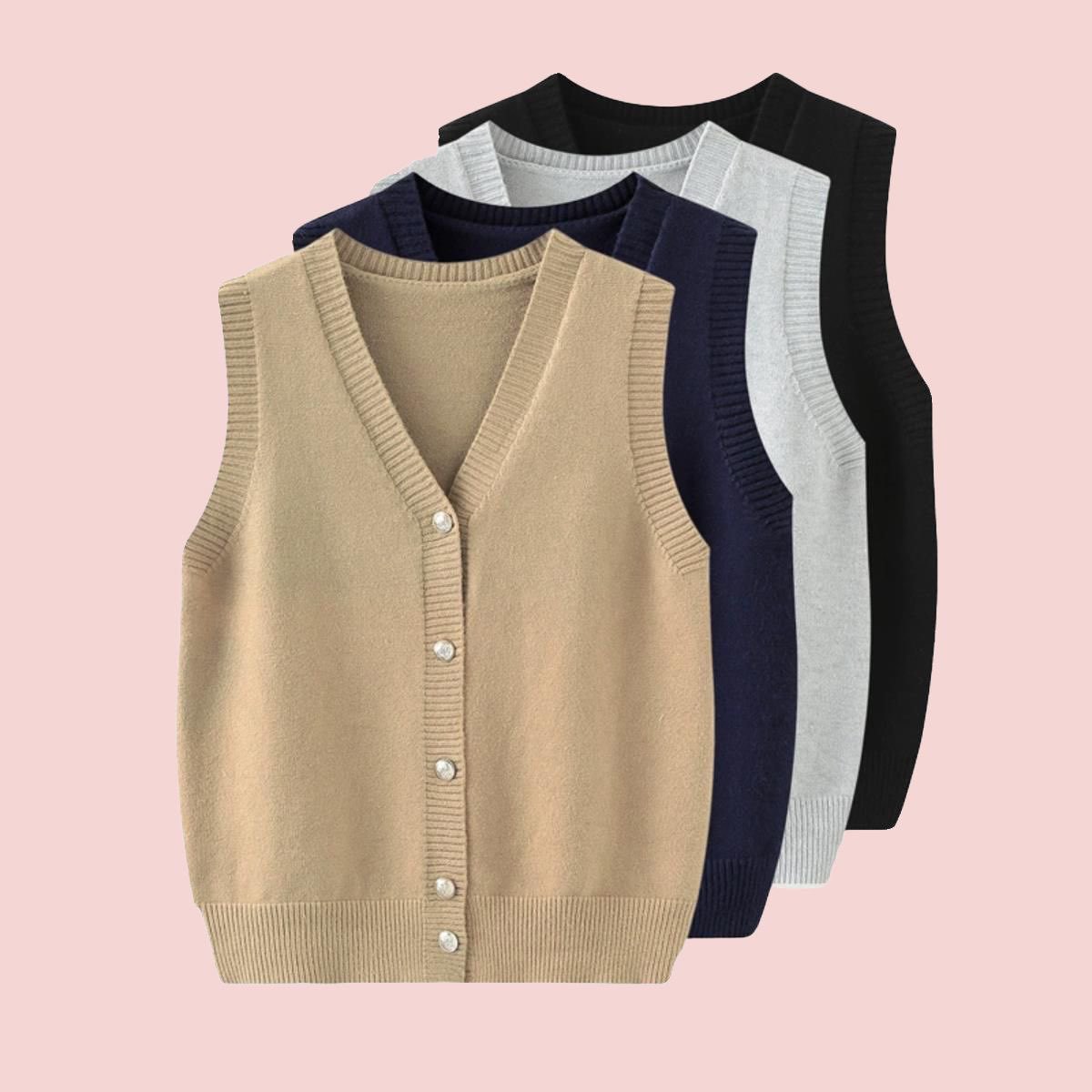 Униформа JK, оригинальный жилет без рукавов однотонного цвета, трикотажный кардиган, свободный, новый стиль прэппи, осень