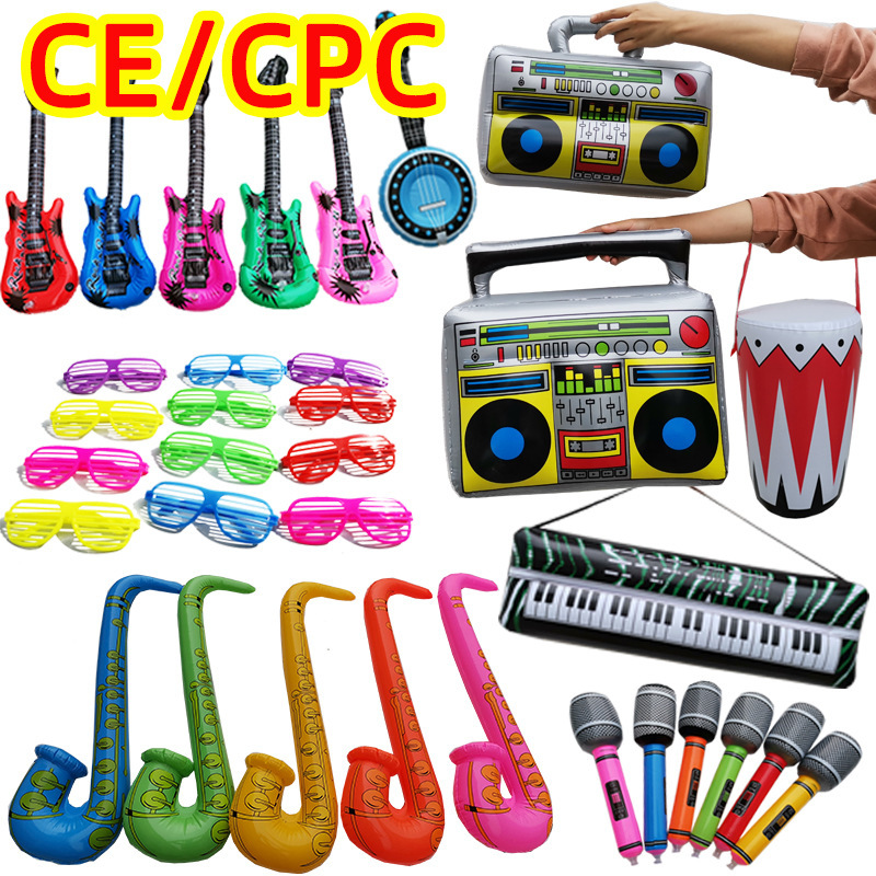 Надувной музыкальный набор, воздушный шар, ПВХ, игрушка для вечеринки, имитация музыкального инструмента, надувная гитара, микрофон