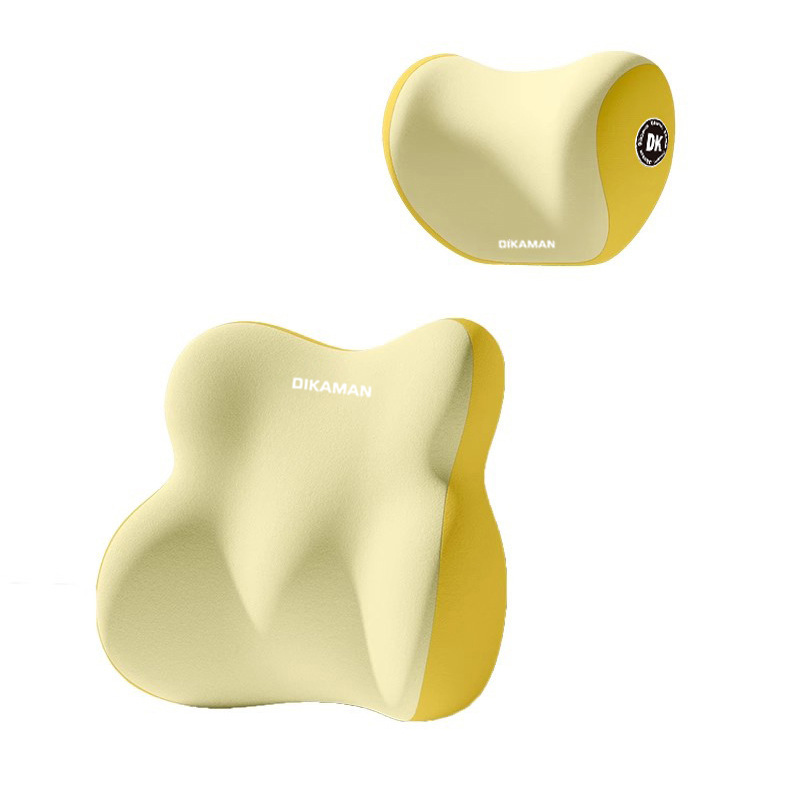 Car Headrest and Lumbar Support Set Memory Foam Neck Pillow Driver Lumbar Cushion Four-Season Universal Car Lumbar Support Neck Pillow