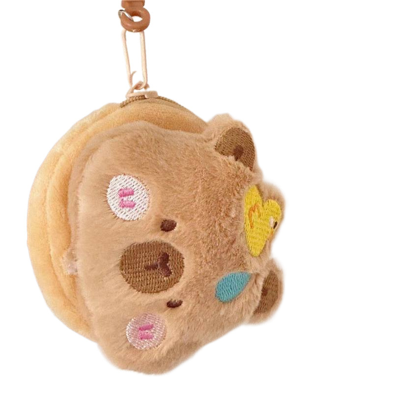 Cute Capybara Wrist Coin Plush Toy Bag Keychain Key Id Capybara Storage Bag