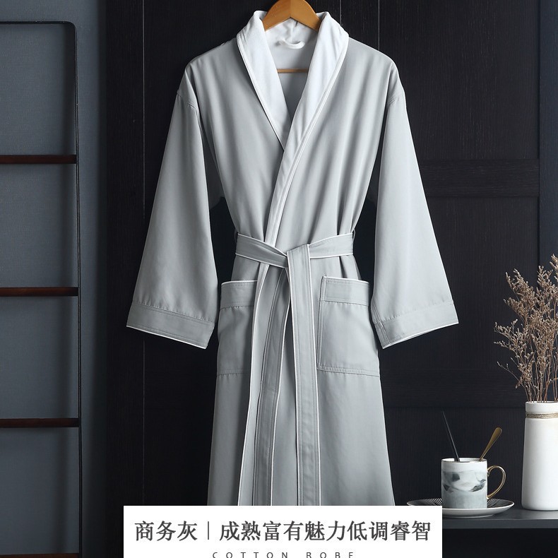 Five-Star Hotel Bathrobe, Suitable for All Seasons, Double-Layered, Thickened, Water-Absorbent, Quick-Drying, Adult Women's and Men's Couple's Nightgown