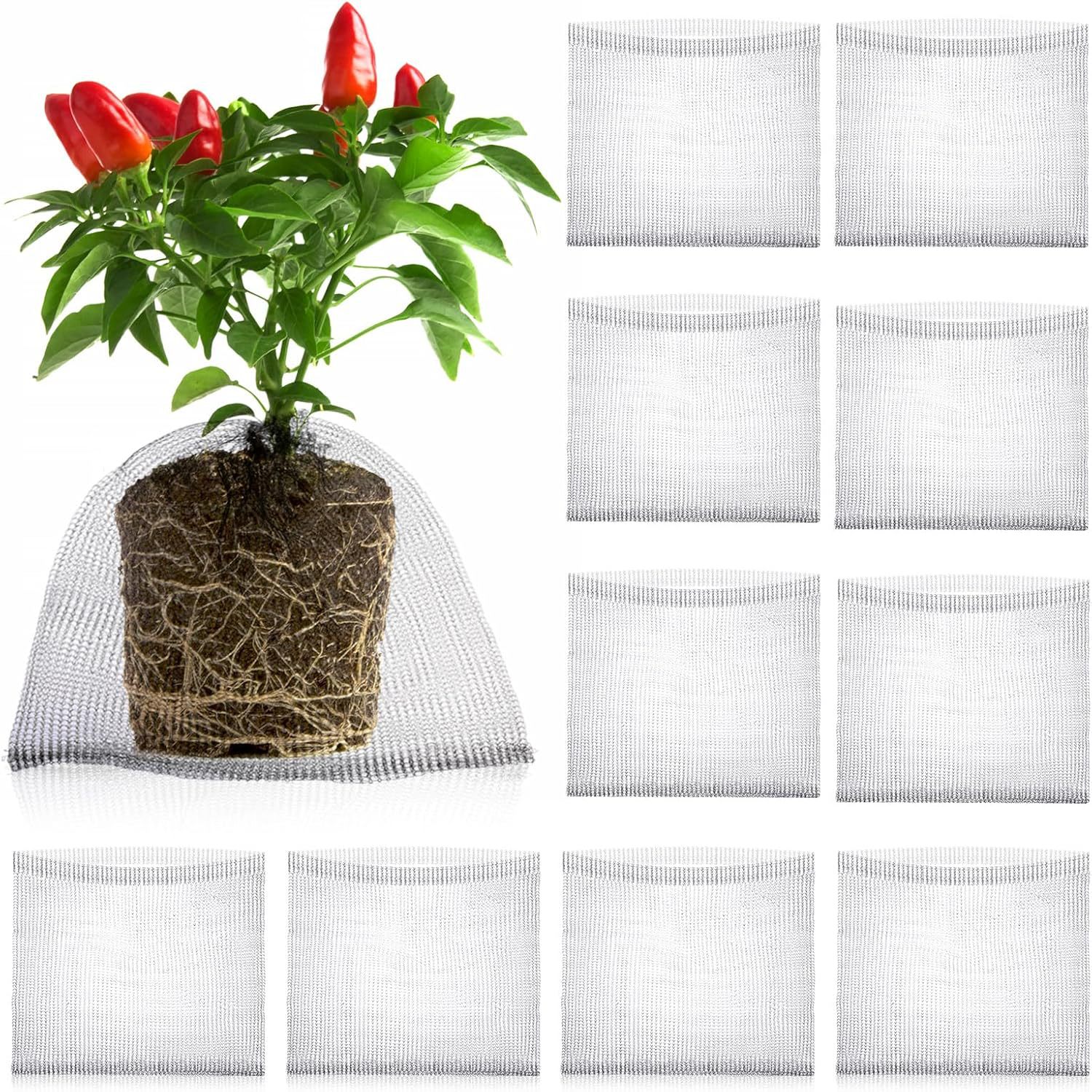 Insect-Proof Mesh Bag, Plant Root Protection Cover, Stainless Steel Metal Mesh Bag, 304 Woven Protective Mesh Bag Flower