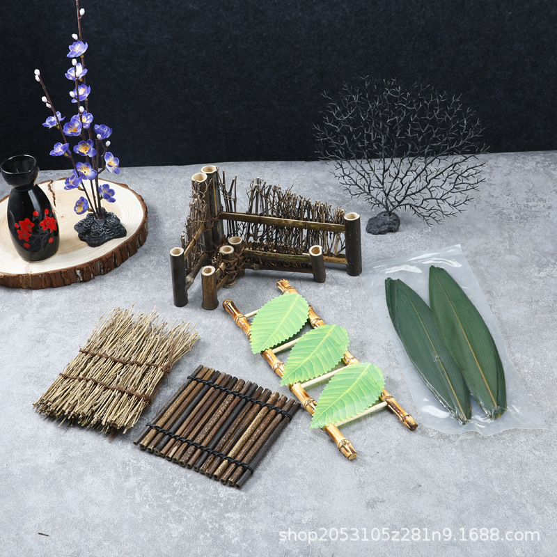 Sashimi Decorations Bamboo Rows Bamboo Fence Japanese Material Placement Bamboo Ladder Japanese Barbecue Platter Bamboo Silk Seafood Props