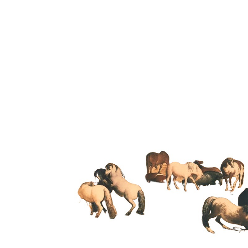 Antique Wholesale Banner Hanging Painting Long Scroll Painting Hundred Horse Picture Office Hanging Painting Decoration Living Room Painting Collection