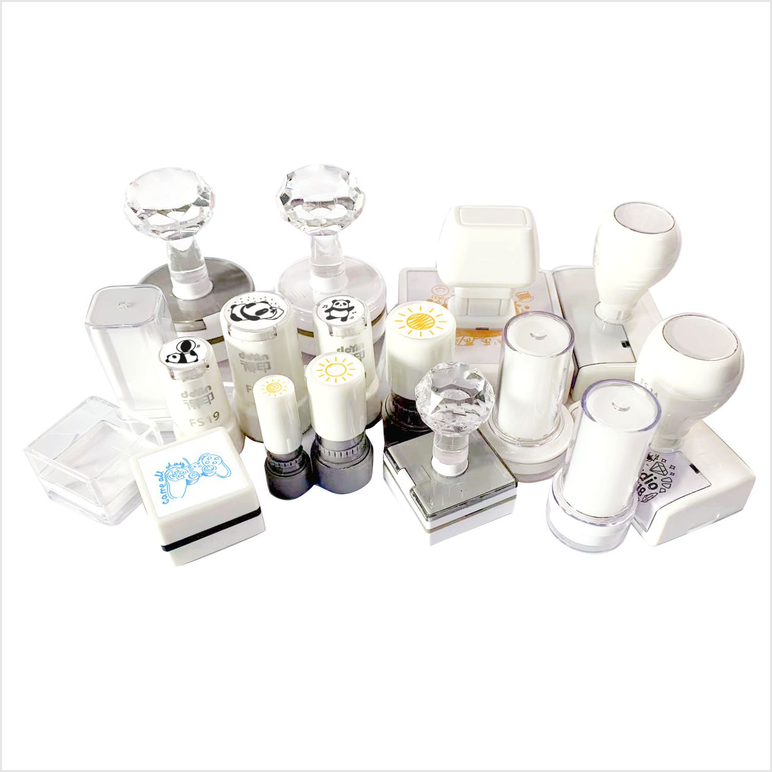 Custom-Engraved Six-Sided White Korean-Style Cream Planner Square Light-Sensitive Round Transparent Stamp Company Group Purchase Wholesale