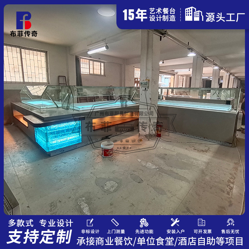 Производитель разрабатывает и настраивает экспорт гостиничного catering в США, светящийся кристаллический корпус стола для горячих и холодных блюд