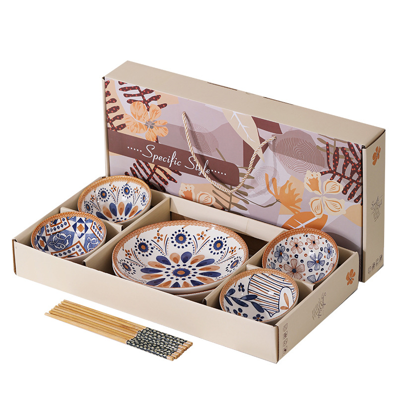 Bowl and Chopsticks suit Activities Practical Accompanying Ceramics Tableware Set Bowl Gift Boxes Will be Sold for Business Opening Gifts