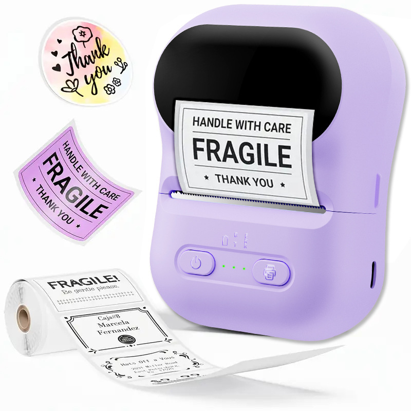 Cross-Border Mini Label Printer, Small, Cheap, Portable, Inkless, Thermal, for Studying, Photos, Bluetooth Printing