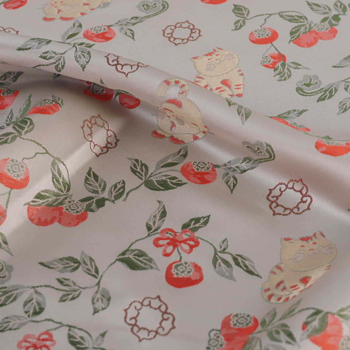 "FS233 Persimmon Ruyi Cat" New Chinese Jacquard Imitation Song Brocade Fabric New Chinese Jacket Brocade Clothing