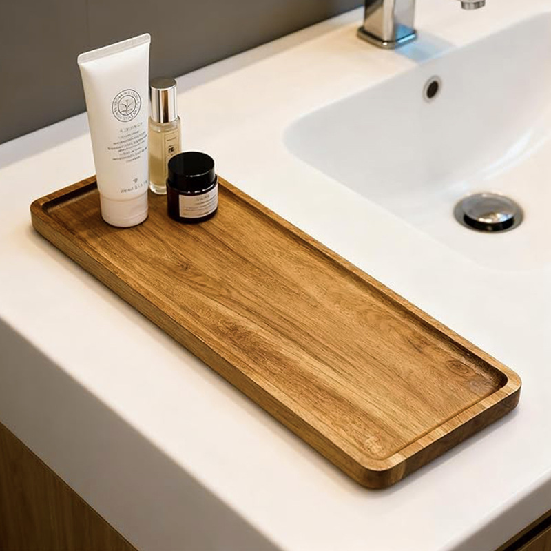 Acacia Wood Tray Japanese-Style Tea Tray Household Solid Wood Dinner Plate Rectangular Coaster Wooden Tray Coffee Shop Cake Candy