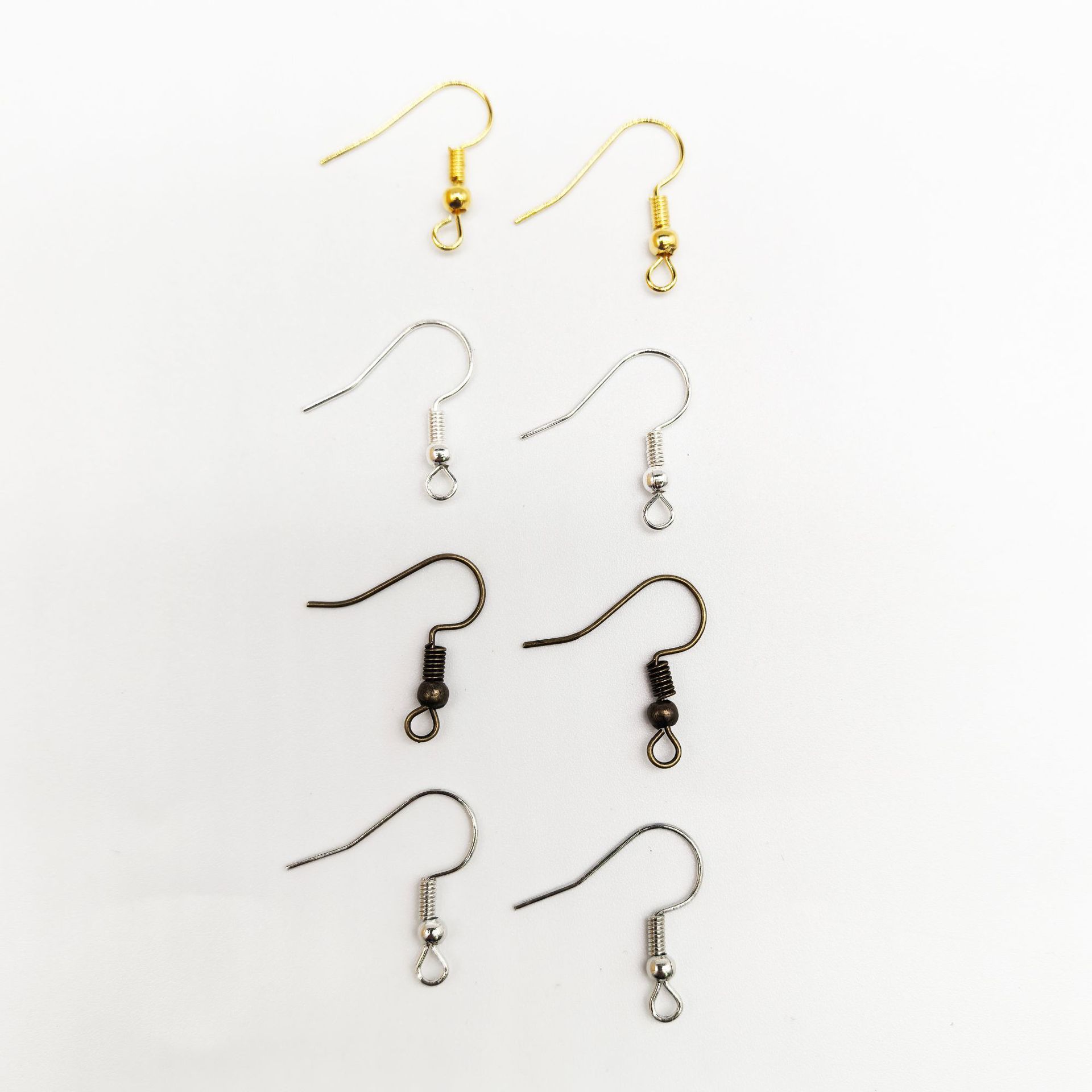 Spring Bead Ear Hook Earrings Ear Jewelry Handmade DIY Accessories with Round Bead Curved Ear Hook Question Mark Hook Spot Wholesale