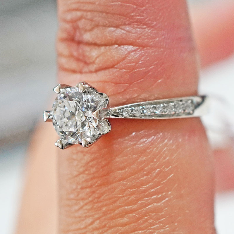 Pt950 Platinum Cultivated Diamond Ring for Women Niche Heart-Shaped Starry Wedding Proposal