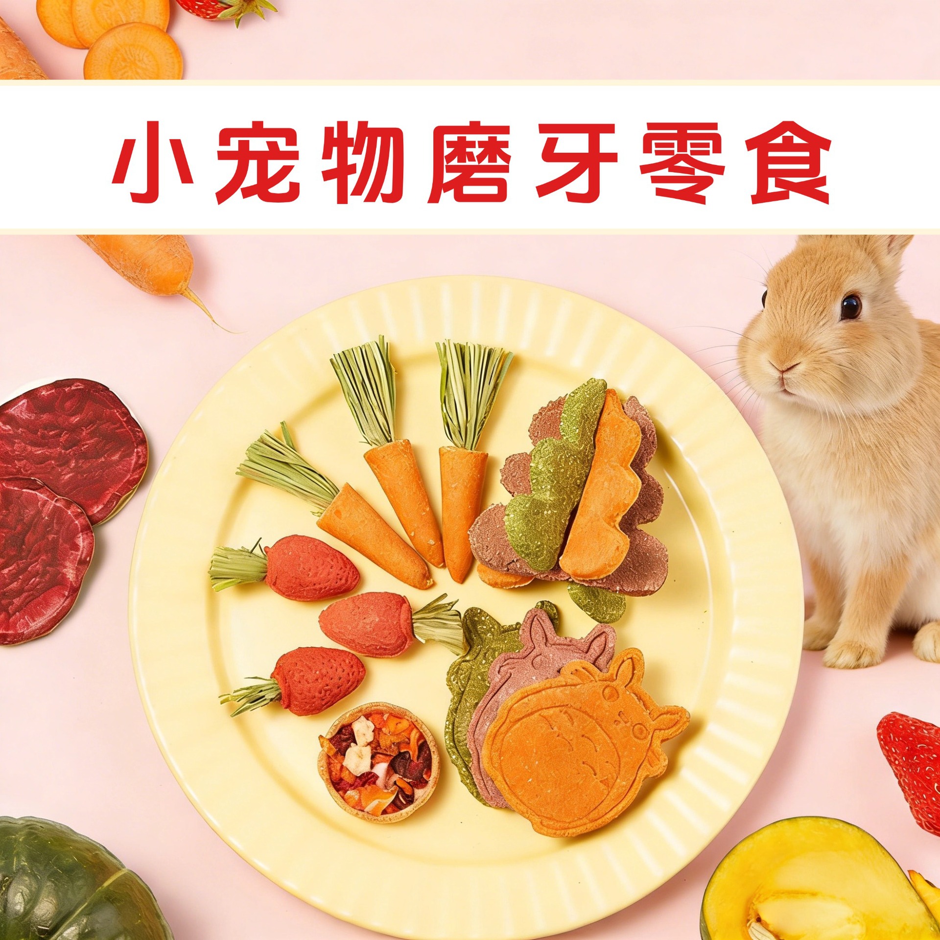 Rabbit Totoro Dutch pig molar snack Clover carrot grass cake small pet Timothy corncob molar