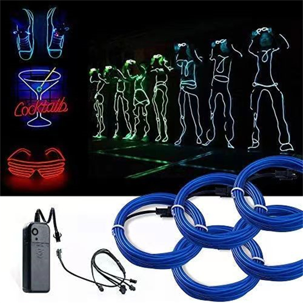 Glow Wire Diameter 2.3 Round Wire Cold Light 3m with 3V Battery Box Driver Hot-Selling Light Source El Cold Light Source