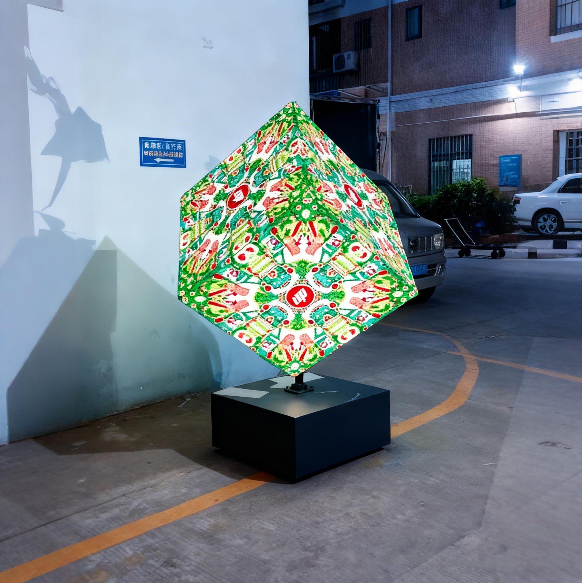 Led Square Screen High-Definition Full-Color Floor-Standing Cube Screen Indoor Commercial Superstore Exhibition Hall Seamless Splicing Spherical Screen