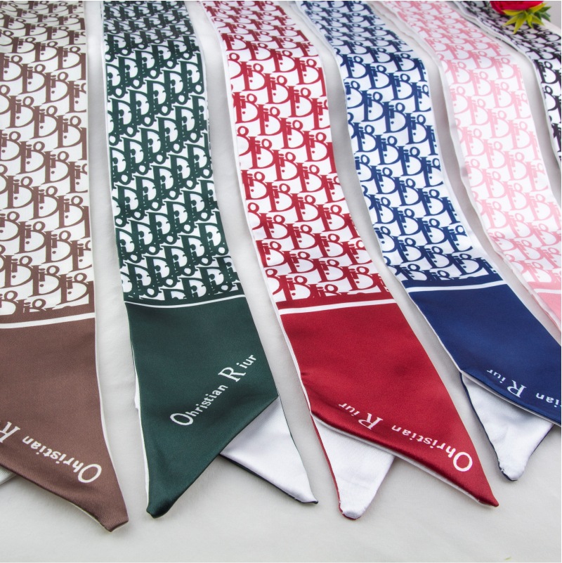 2023 New Headscarf Hair Band Retro Silk Scarf Women's Small Long Ribbon Ribbon Tie Hair Belt Tie Bag Summer Scarf