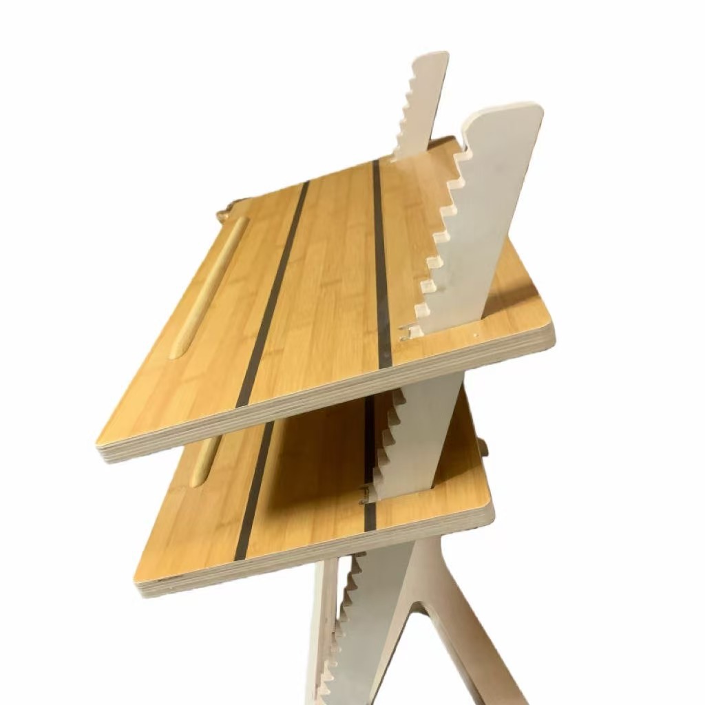 Wooden Rack for Placing Items, Documents, Flowers, Cups, Books, Wooden Table, Removable and Adjustable Shelf Clips