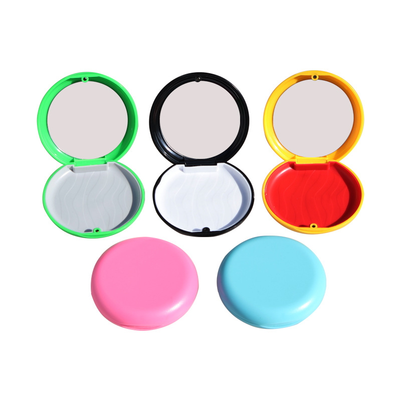 Braces Storage Box Round Invisible Braces Retainer Storage Box Tooth Portable Mirror Magnetic Silicone Storage Box