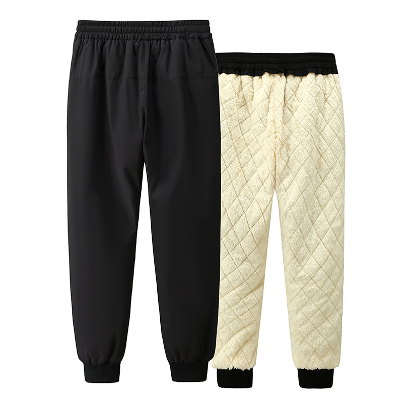 Extra Large Size Warm Pants Men's fleece-lined Thickened Cotton Pants for Fatty Loose Thickened Winter Casual Pants for Men
