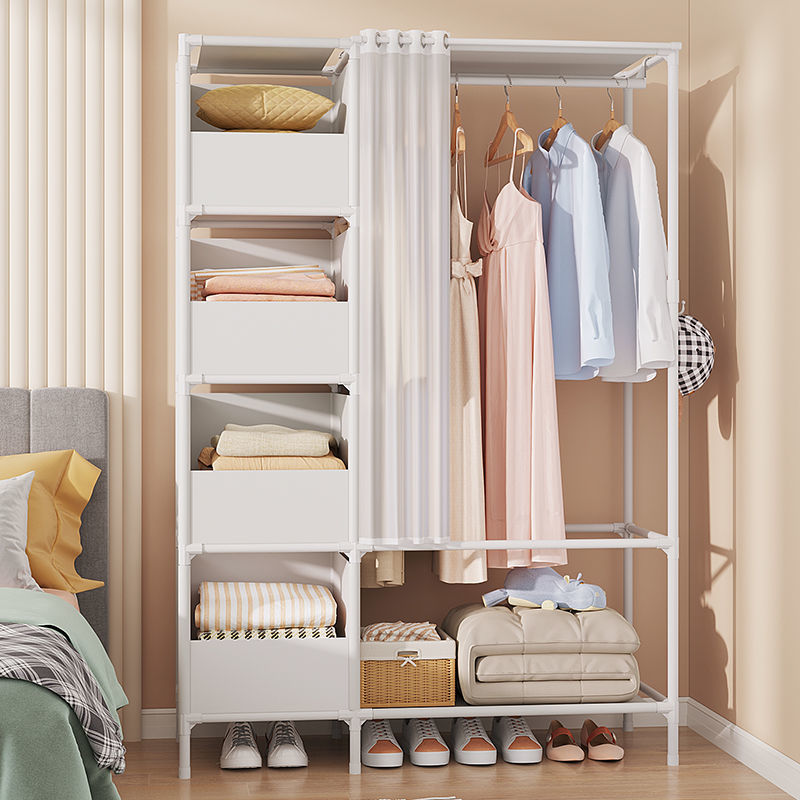 Пылезащитный тканевый шкаф для общежития, аренды, простой малый шкаф для хранения одежды у кровати, стеллаж для хранения