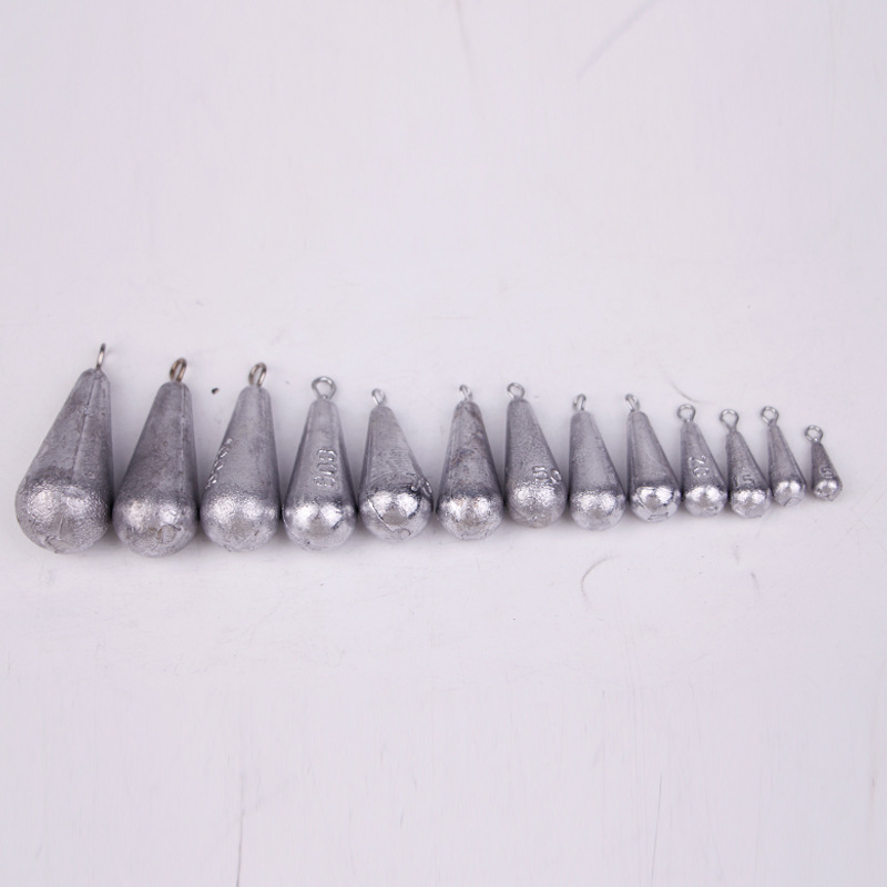 Fishing gear lead pendant water drop with ring lead pendant lead weight string hook foot gram lead pendant fishing lead pendant fishing gear accessories water drop lead pendant