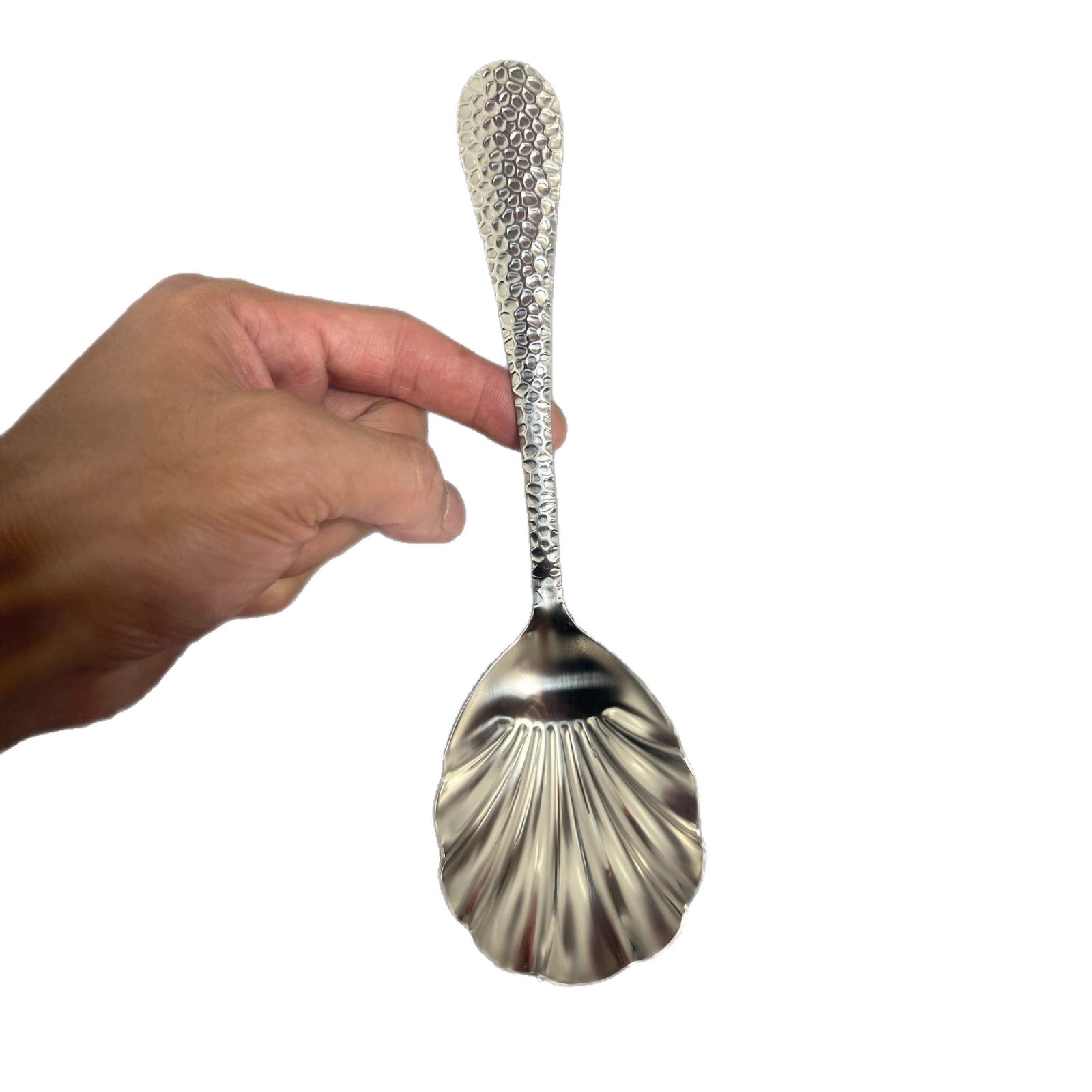 Stainless Steel Hammered Serving Spoon, Mixing Spoon, Large Shell Spoon, Long Handle Serving Spoon, Gold