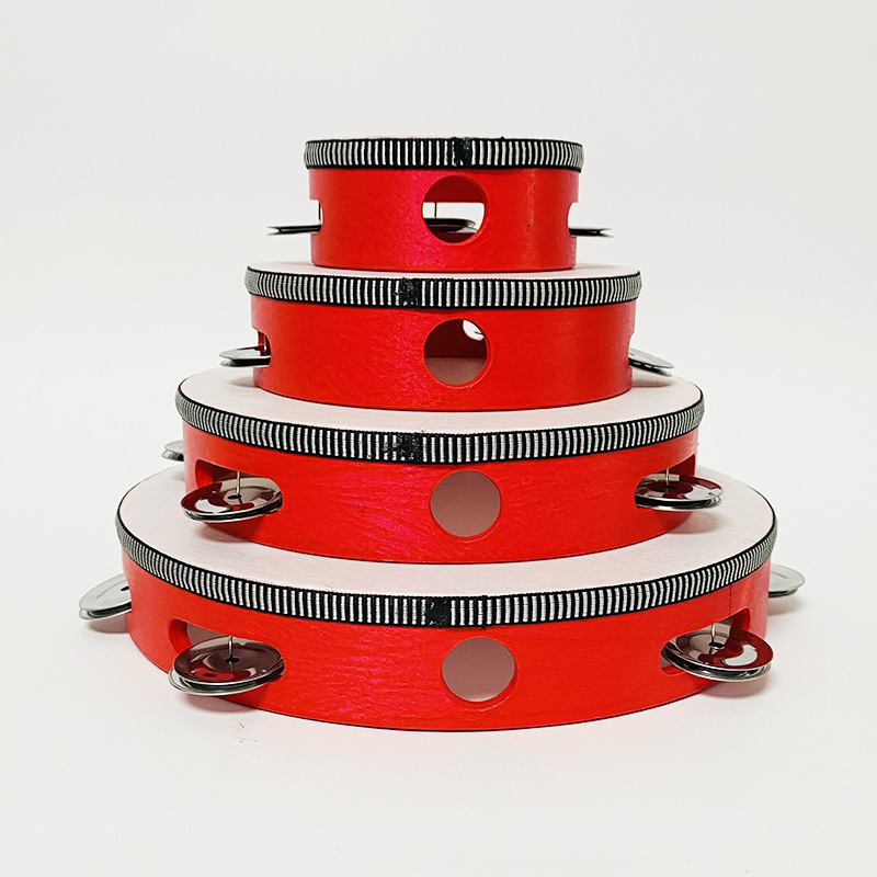 Tambourine Orff Musical Instrument Single Row Tambourine Performance Hand Drum Kindergarten Teacher Dance Teaching Aware Wooden Tambourine