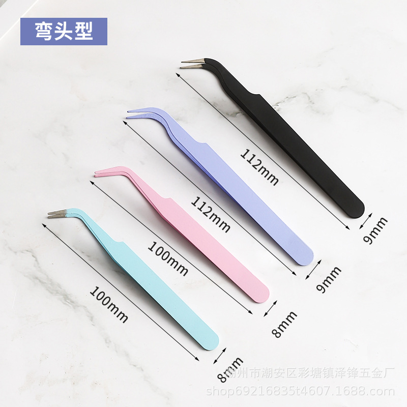 Stainless steel tweezers 9cm straight bend. Diamond painting cross stitch tool accessories gifts electronic maintenance beauty tweezers