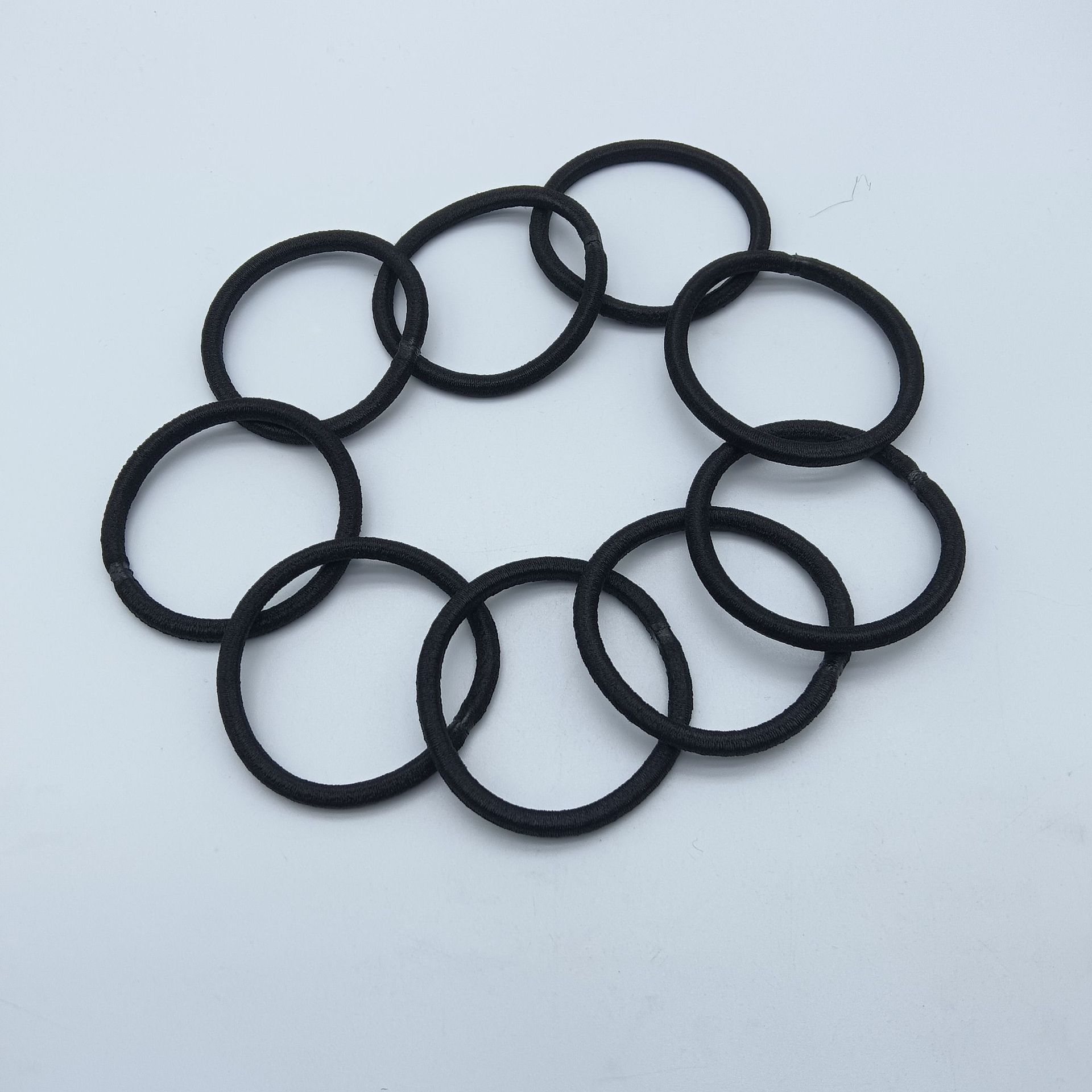 Cross-border black seamless 4MM thick rubber band hair ring high elastic durable diy accessories head rope manufacturers wholesale