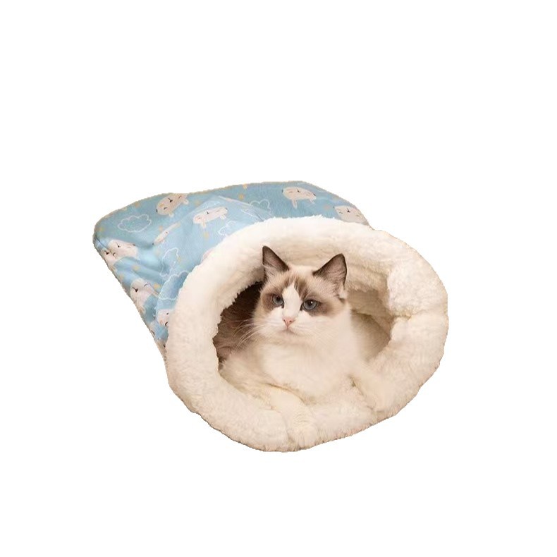 Cross-Border Cat Winter Warm Semi-Enclosed Pet Sleeping Bag Kitten Cat Nest Four-Season Quilt Cat Universal Cat Quilt