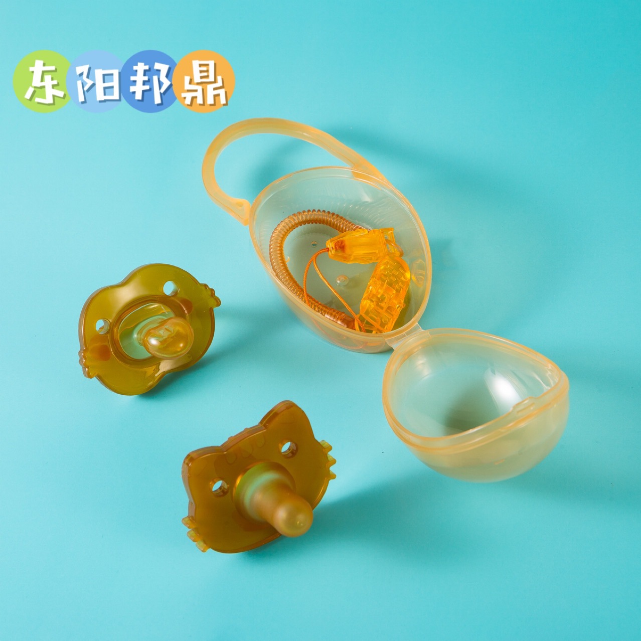 Food grade silicone baby soothing and playing mouth complete set of round head flat head chain storage box breast milk real feeling soothing pacifier