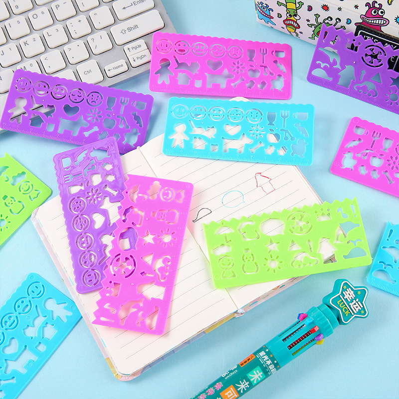 Children's puzzle multi-functional changeable thousand-flower ruler creative student stationery cute drawing ruler practice drawing set ruler