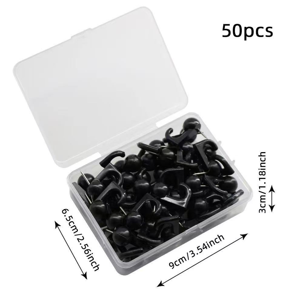 50 Pieces/Box Creative Cute Transparent White and Black Traceless Nail Hooks, Cork Board Fixing Thumbtacks, Plastic Large