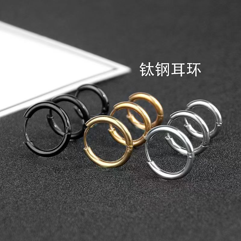 Корейские стильные серьги из титана, простые, личные, модные, гладкие кольцевые серьги