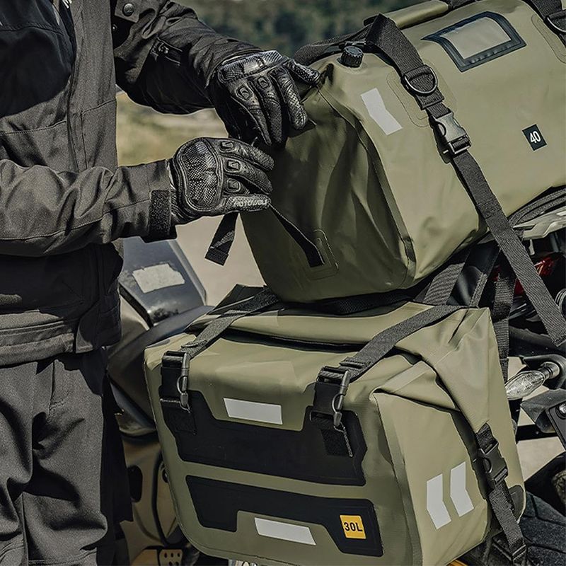 Cross-border PVC motorcycle waterproof tail bag saddle bag night reflective rear seat side bag riding double camel bag