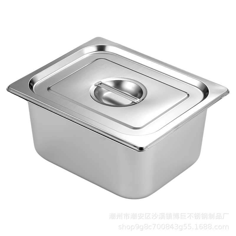 Commercial Stainless Steel Rectangular Portion Basin Fast Food Insulation Table Milk Tea Shop Spicy Hot Fruit Salad Canteen Special Box