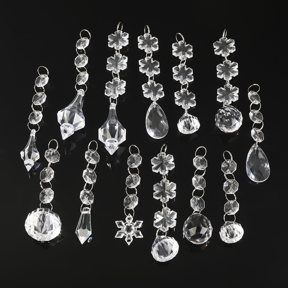 Christmas Bead Curtain Hanging Curtain Decorative Creative Acrylic Snowflake Pendant Christmas Tree Pendant Ice Strip Simulation Snowflake