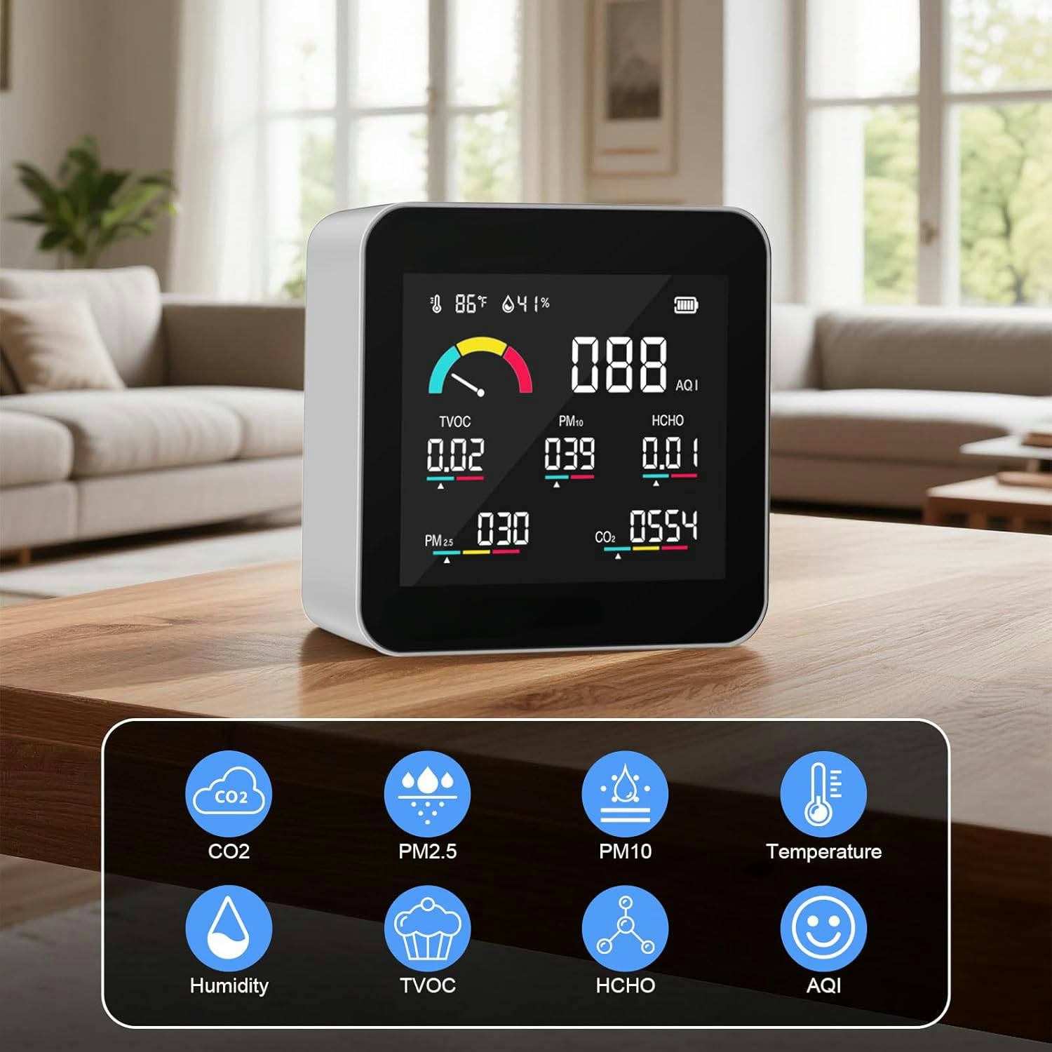 2025 New Carbon Dioxide Multifunctional Detector Pm2.5.Pm10 Formaldehyde Tvoc