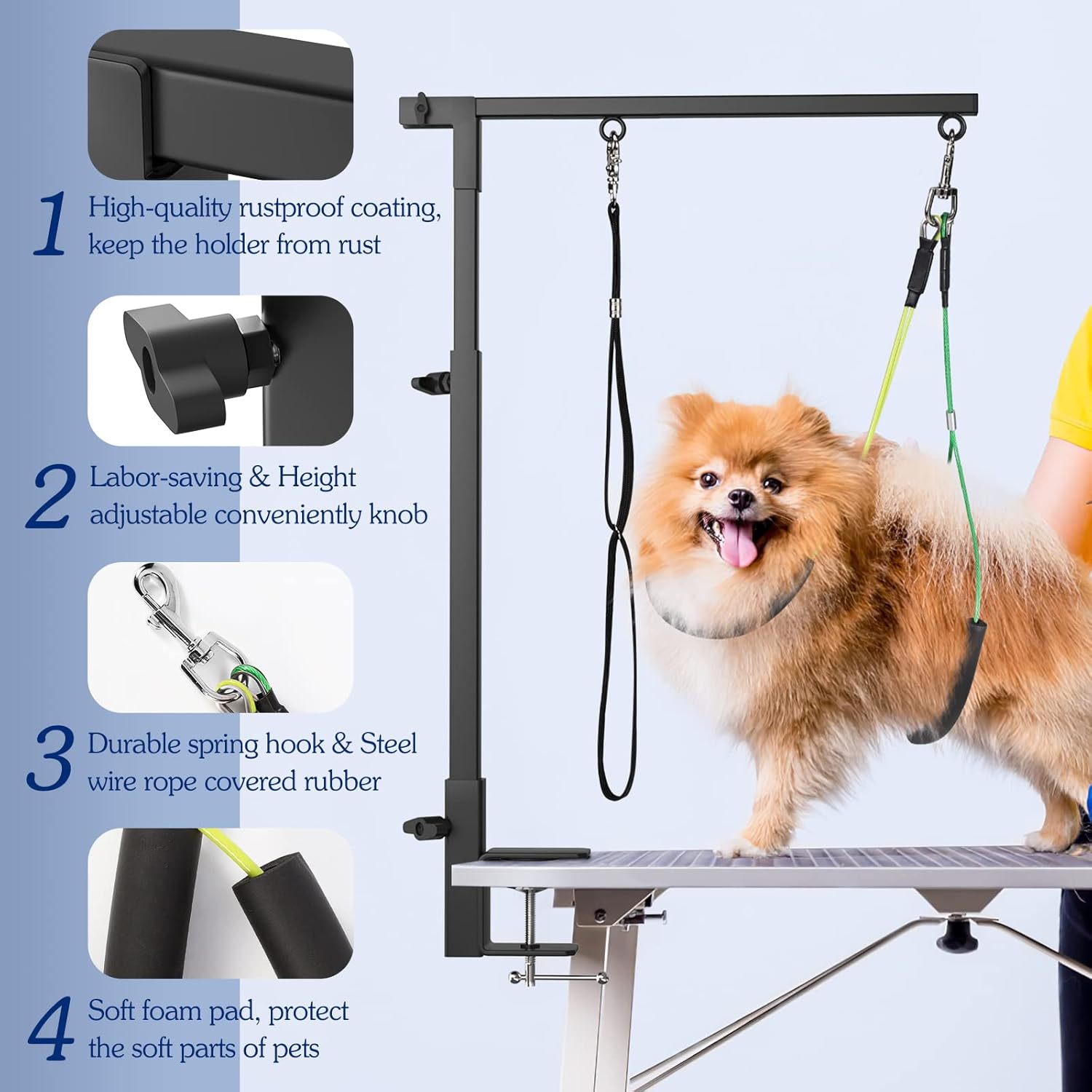 Pet Grooming Arm Dog Grooming Bracket Retractable Height Adjustable Lift Foldableable Black Iron Bracket